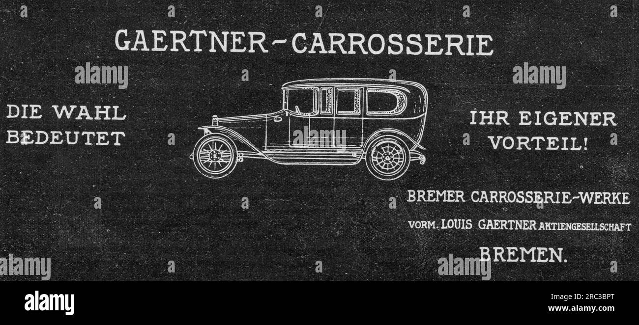 Pubblicità, Gaertner Carrosserie, Bremer Carrosserie-Werke, ADDITIONAL-RIGHTS-CLEARANCE-INFO-NOT-AVAILABLE Foto Stock