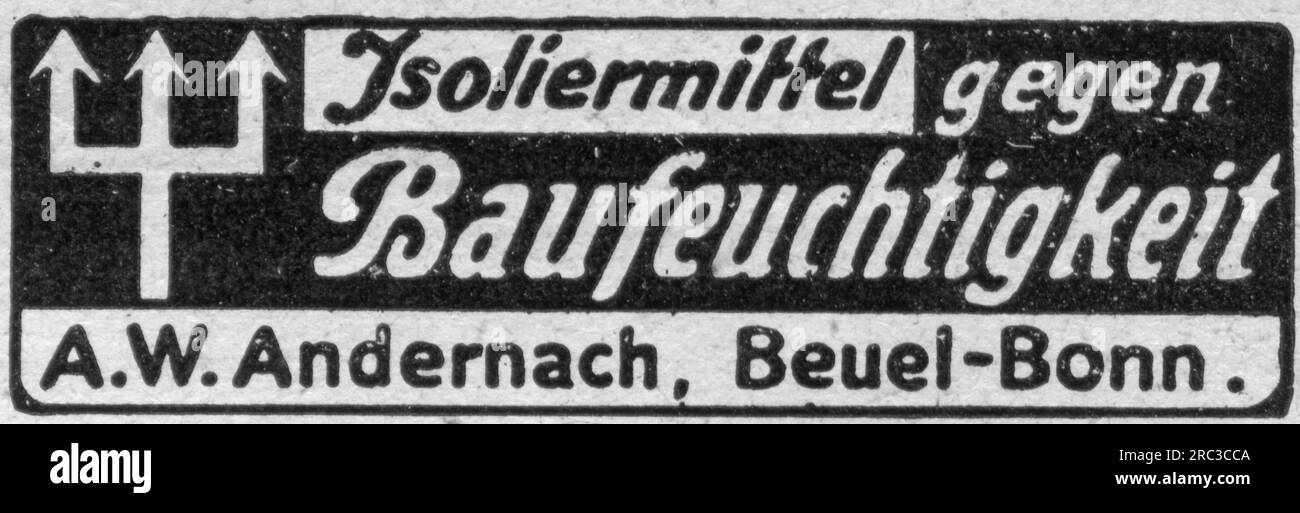 Pubblicità, materiale isolante contro la dilapidazione, A. W. Andernach, Bonn-Beuel, pubblicità, ADDITIONAL-RIGHTS-CLEARANCE-INFO-NOT-AVAILABLE Foto Stock