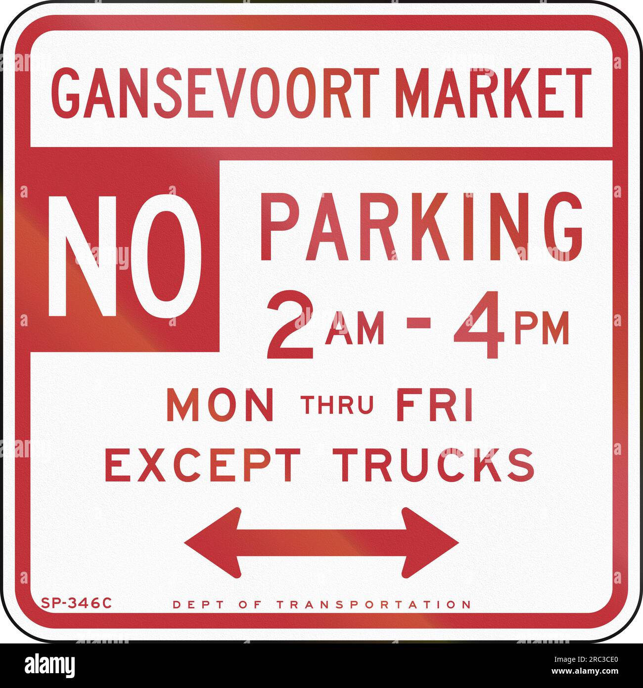 Cartello stradale US: Gansevoort Market - nessun parcheggio nell'orario specificato Foto Stock