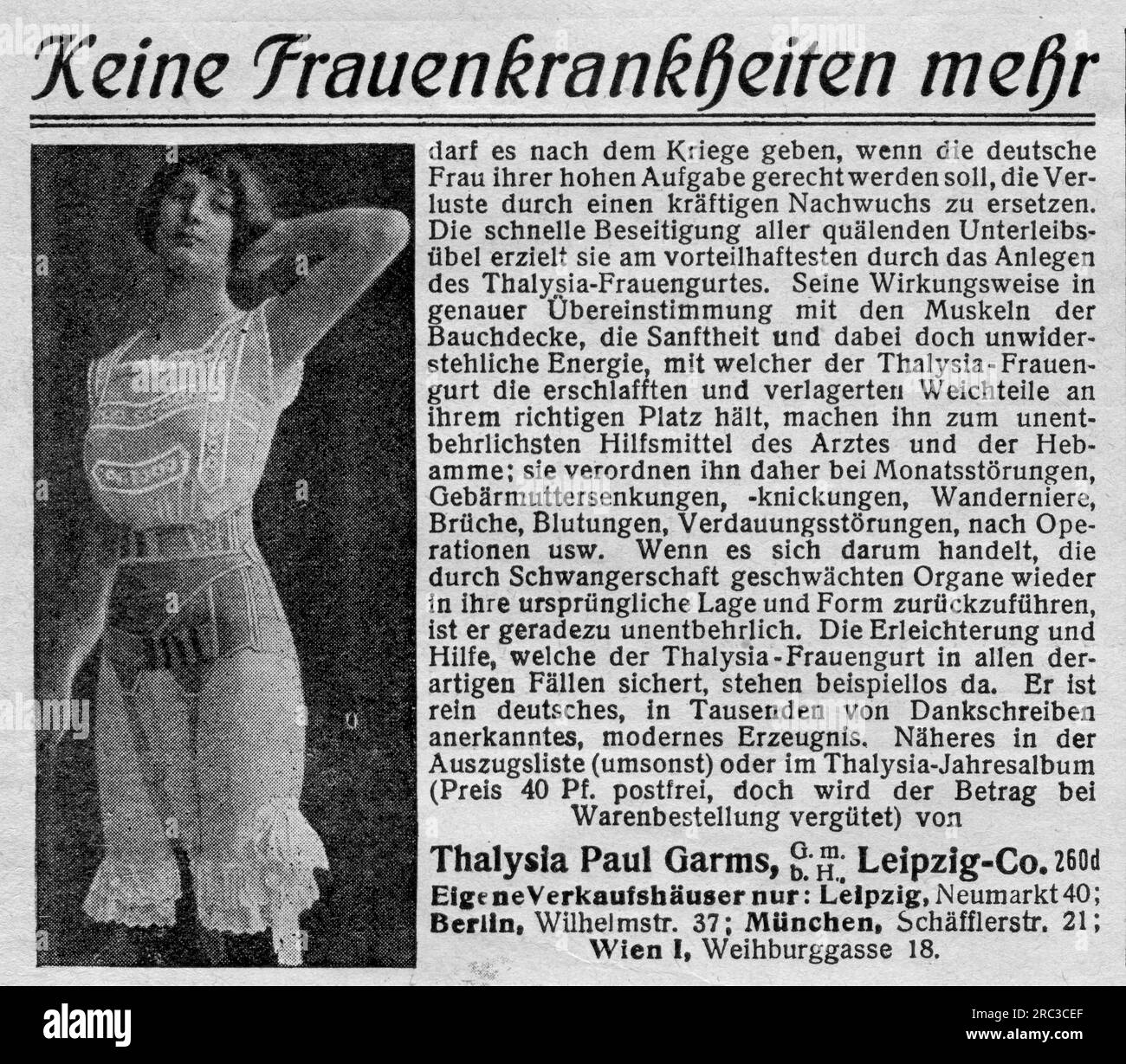 Pubblicità, niente più disturbi ginecologici, Thalysia Women's belt, Thalysia Paul Garms GmbH, ADDITIONAL-RIGHTS-CLEARANCE-INFO-NOT-AVAILABLE Foto Stock