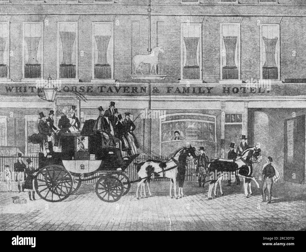 Posta/posta, diligenza, spedizione di diligenza, pittura, di Carl Rechlin (1802 - 1875), 1854, ADDITIONAL-RIGHTS-CLEARANCE-INFO-NOT-AVAILABLE Foto Stock