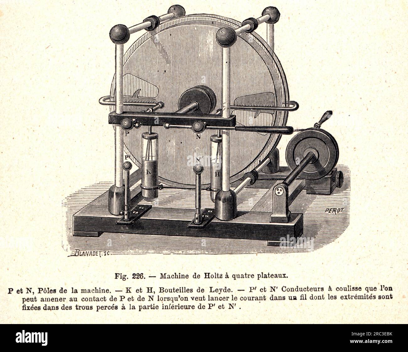 tecniche, ingegneria elettrica, macchina influenzatrice di Wilhelm Holtz, 1865, incisione su legno, COPYRIGHT DELL'ARTISTA NON DEVE ESSERE AUTORIZZATO Foto Stock