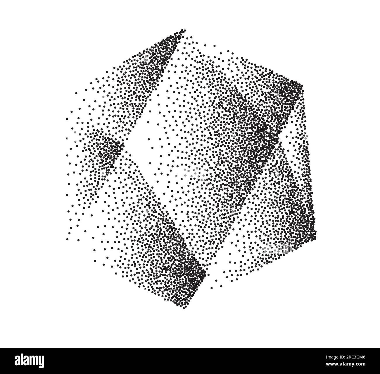 Icosaedro con gradiente di stipple. Elemento mezzitoni forma geometrica Illustrazione Vettoriale