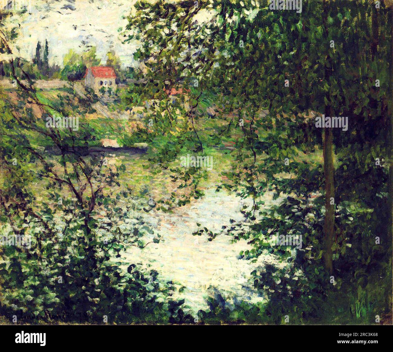 Ile de la grande Jatte attraverso gli alberi 1878 di Claude Monet Foto Stock