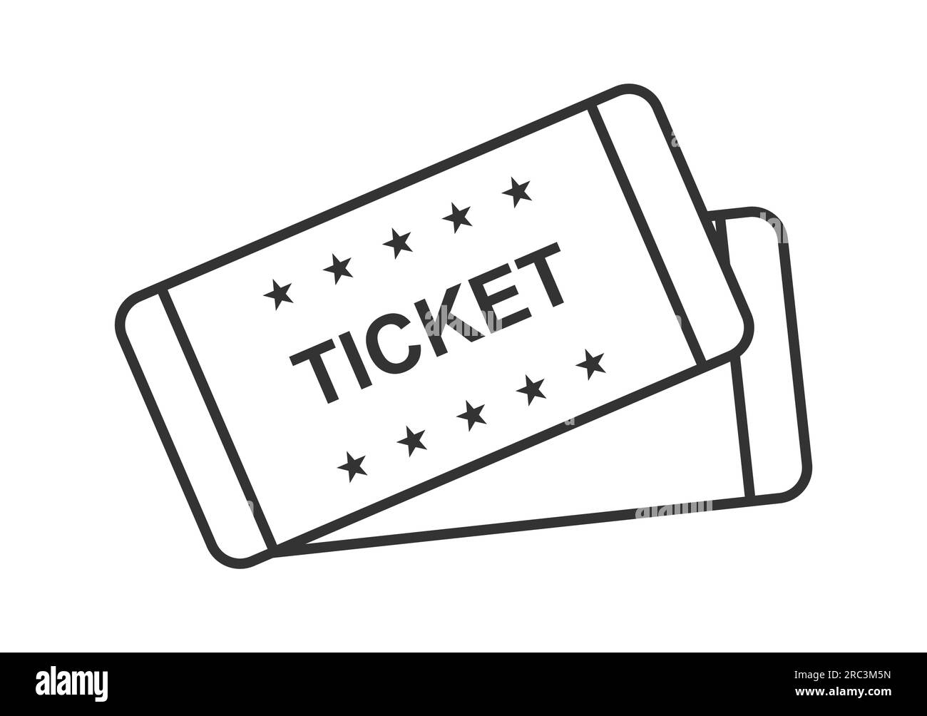 Due biglietti vettoriali in un colpo. Biglietti per cinema, teatro, concerto. Illustrazione vettoriale. Illustrazione concettuale. Isolato su sfondo bianco Illustrazione Vettoriale