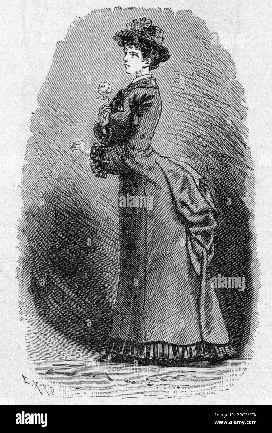 La moda, la moda delle signore, l'abito con il trambusto, IL COPYRIGHT DELL'ARTISTA NON DEVE ESSERE CANCELLATO Foto Stock