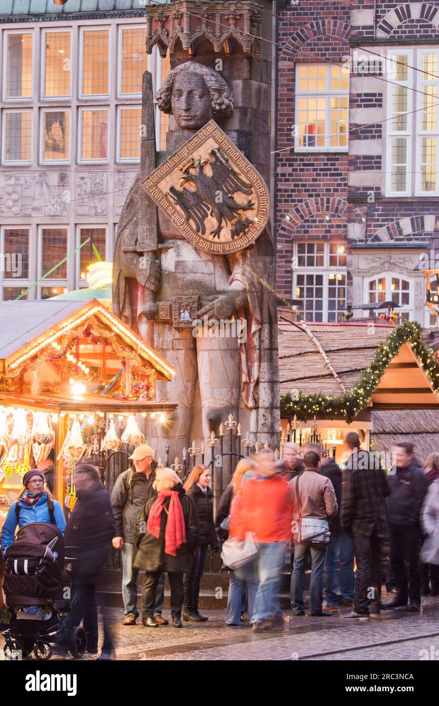 Brema Roland, Mercatini di Natale, Brema, Germania Foto Stock