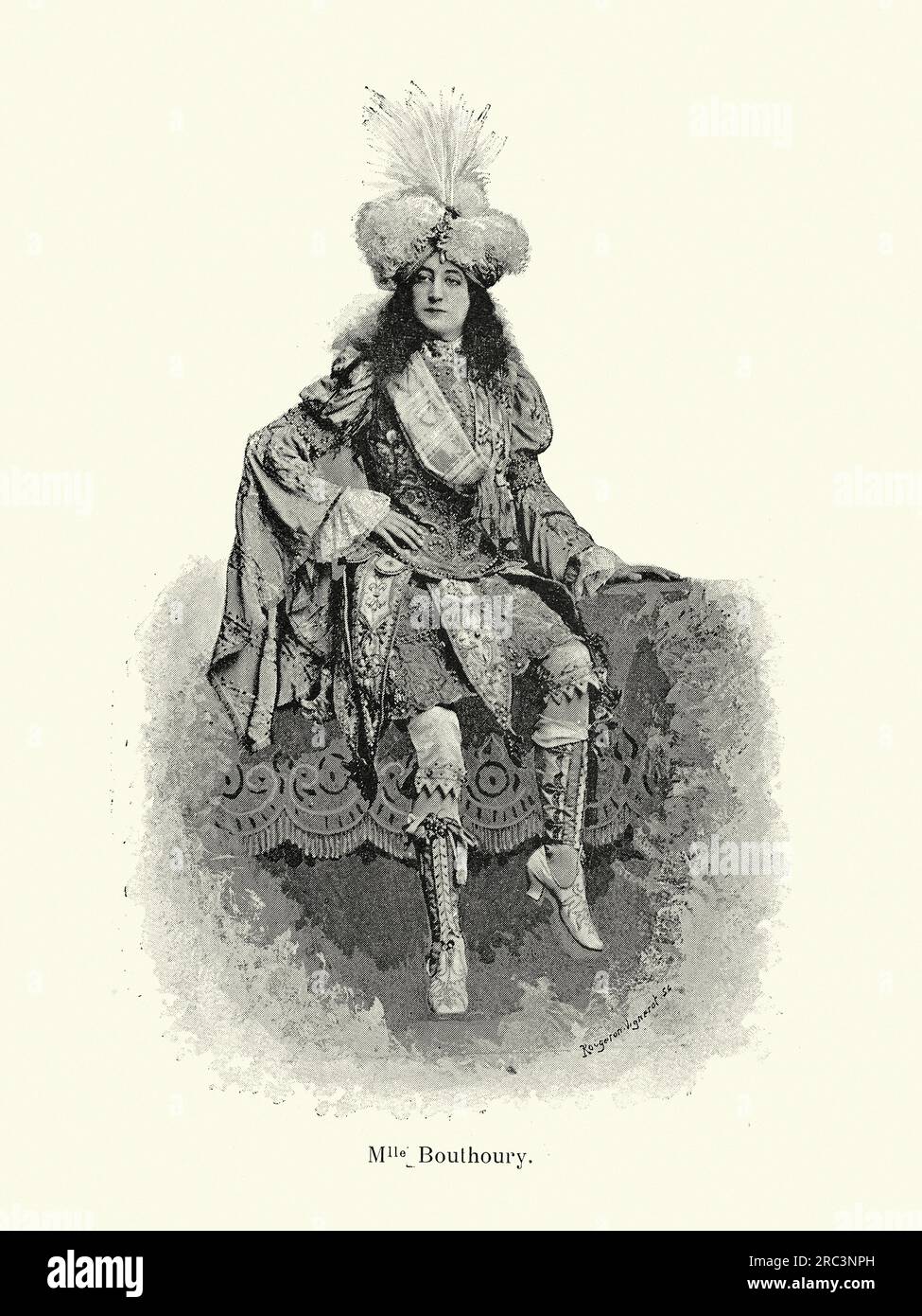 Illustrazione vintage di una ballerina in costume, Mlle Bouthory, francese, anni '1890, XIX secolo Foto Stock