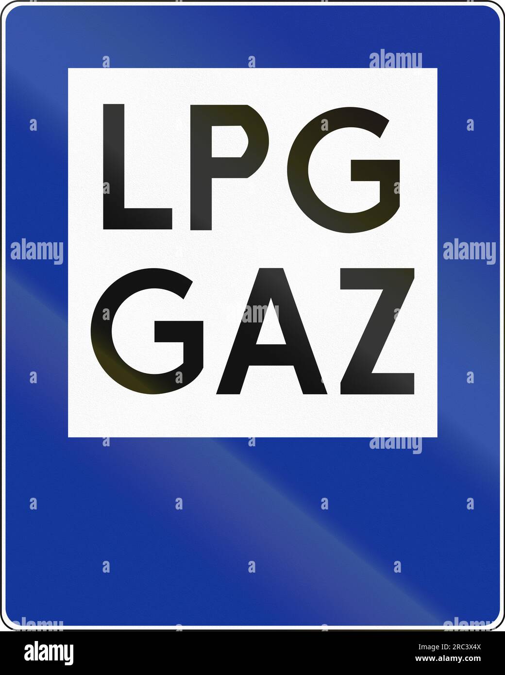 Cartello stradale polacco: Stazione di servizio con gas di petrolio liquefatto (GPL). Foto Stock