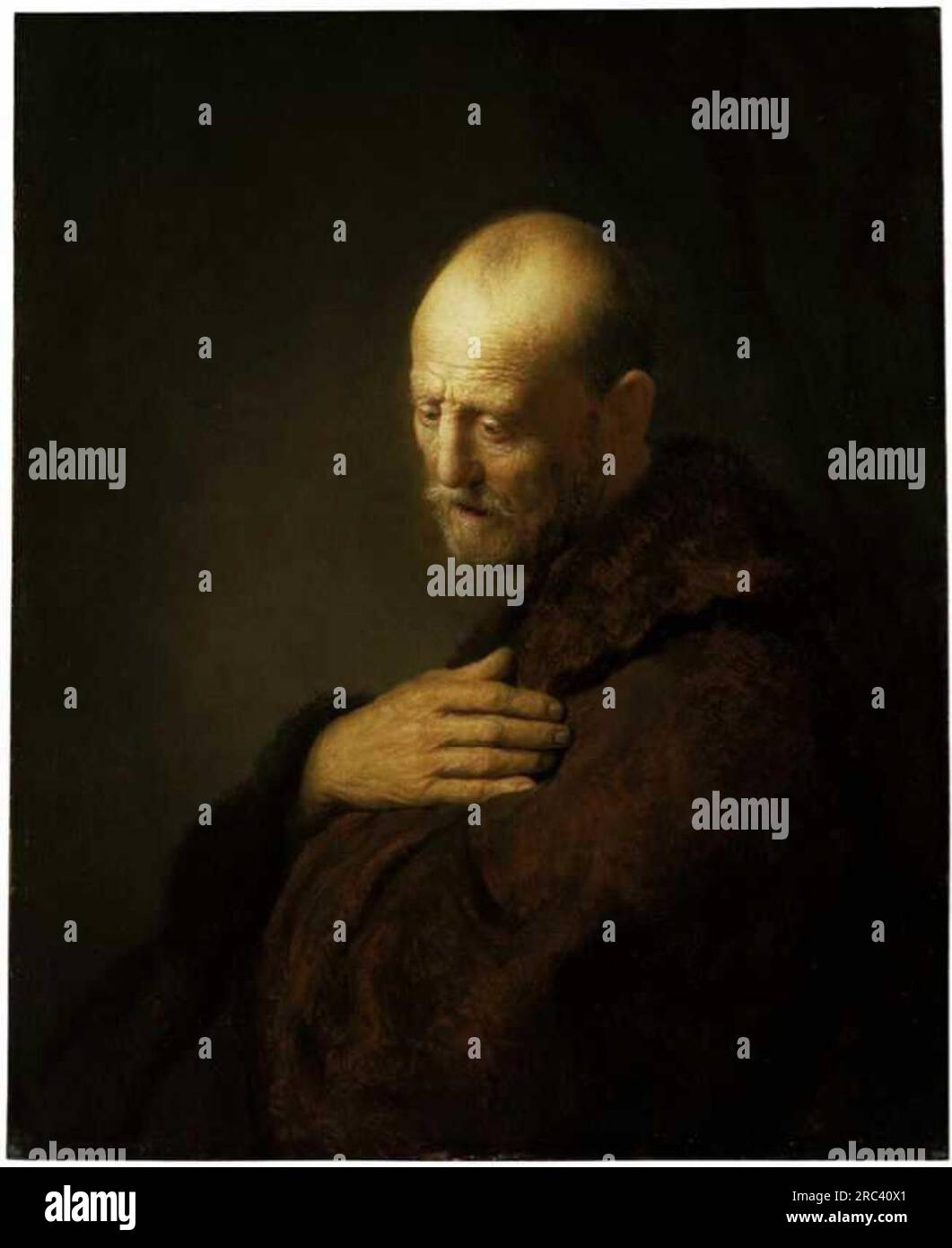 Vecchio in preghiera di Rembrandt Foto Stock
