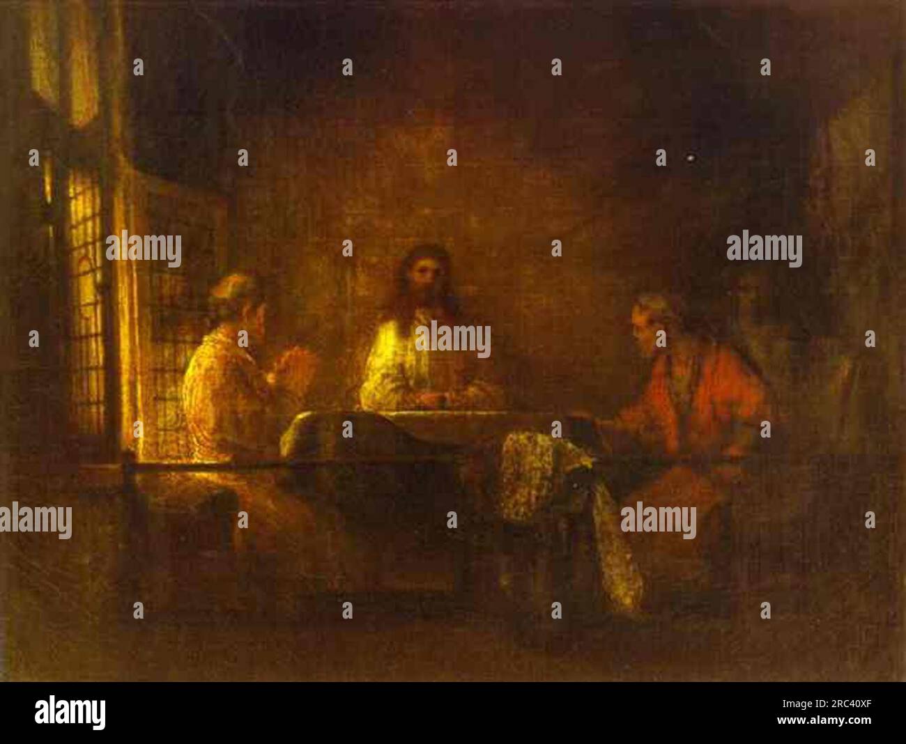 I Pellegrini ad Emmaus di Rembrandt Foto Stock