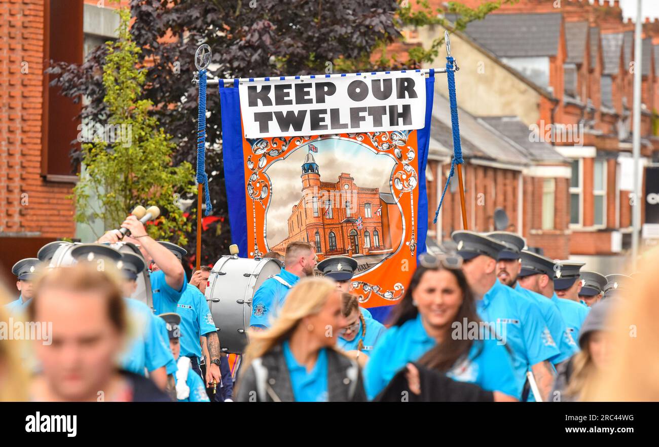 Dodicesimo luglio Parade 2023, Lisburn Road, Belfast Foto Stock