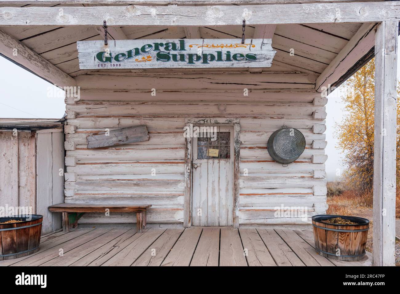 Materiali di consumo generale Store in traghetto Menors Historic District, il Parco Nazionale del Grand Teton, Wyoming negli Stati Uniti Foto Stock