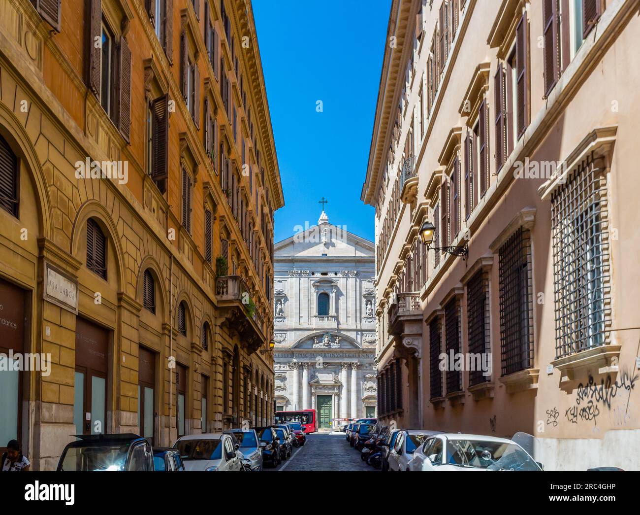Roma, Lazio, Italia, il paesaggio prospettico con Santa Maria in Vallicella, chiamata anche Chiesa nuova, è una chiesa di Roma, Italia, Foto Stock