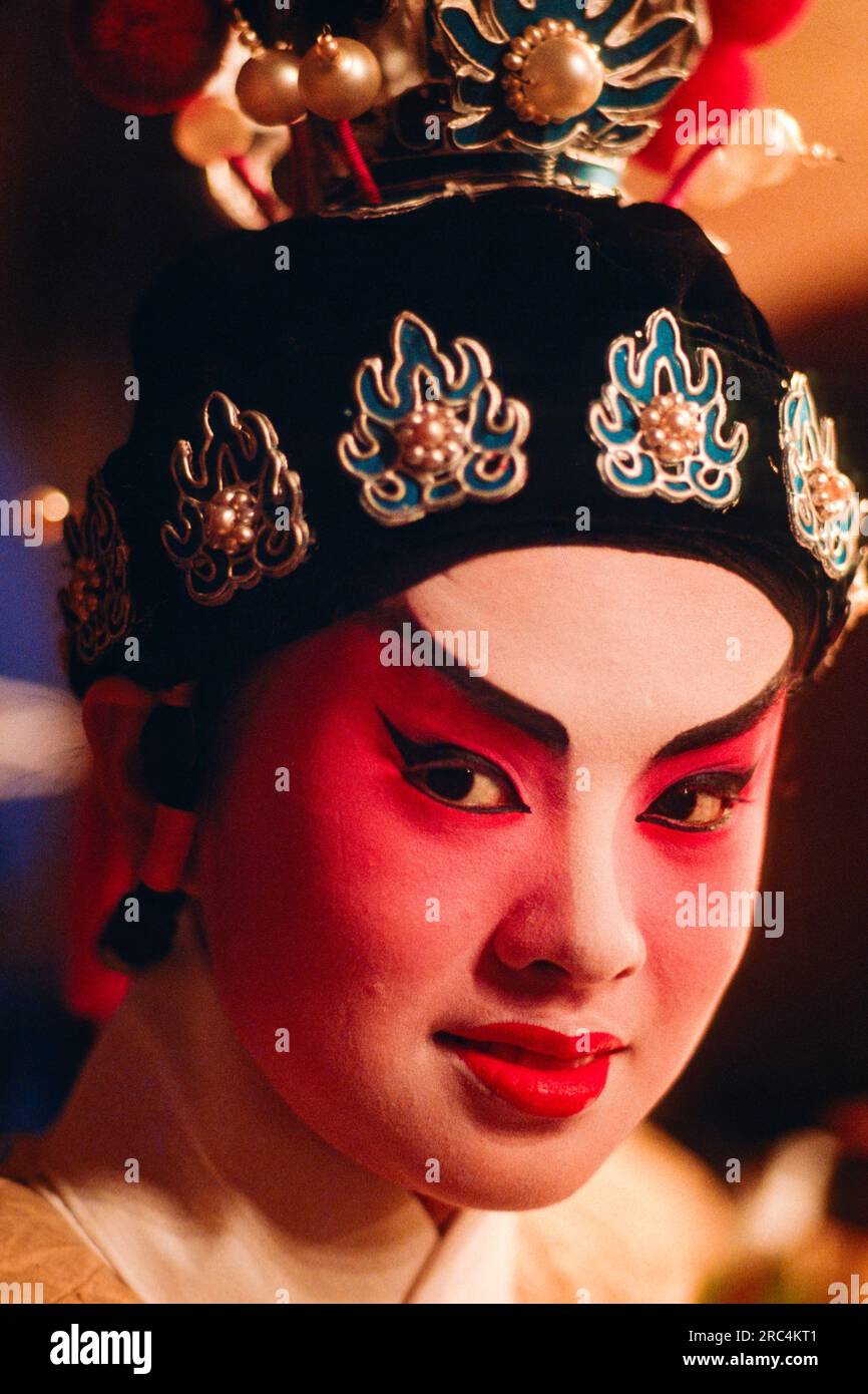 Cantonese Opera Performer a Hong Kong, Hong Kong, Hong Kong regione amministrativa speciale della Repubblica Popolare Cinese Foto Stock