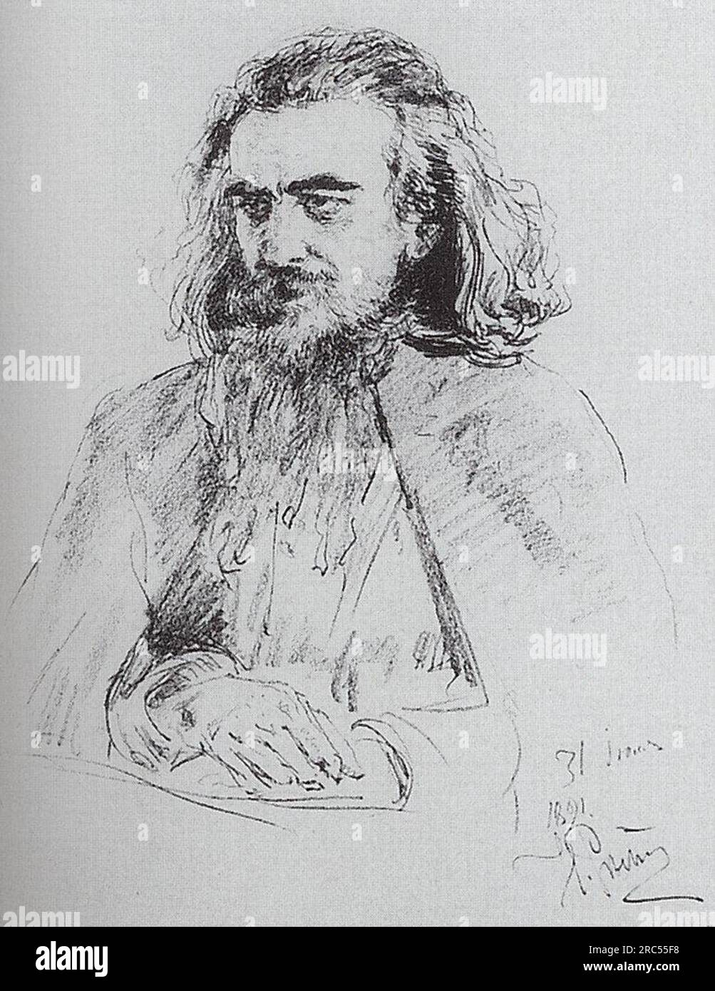 Ritratto di Vladimir Sergeyevich Solovyov 1891 di Ilya Repin Foto Stock