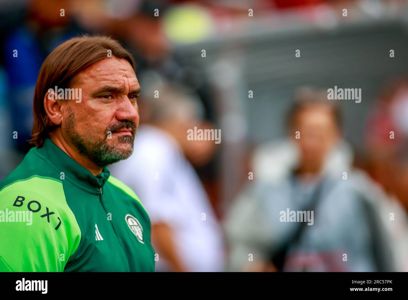 Oslo, Norvegia, 12 luglio 2023. Il nuovo manager del Leeds Uniteds Daniel Farke nella partita tra il Manchester United e il Leeds United allo stadio Ullevål di Oslo. Crediti: Frode Arnesen/Alamy Live News Foto Stock