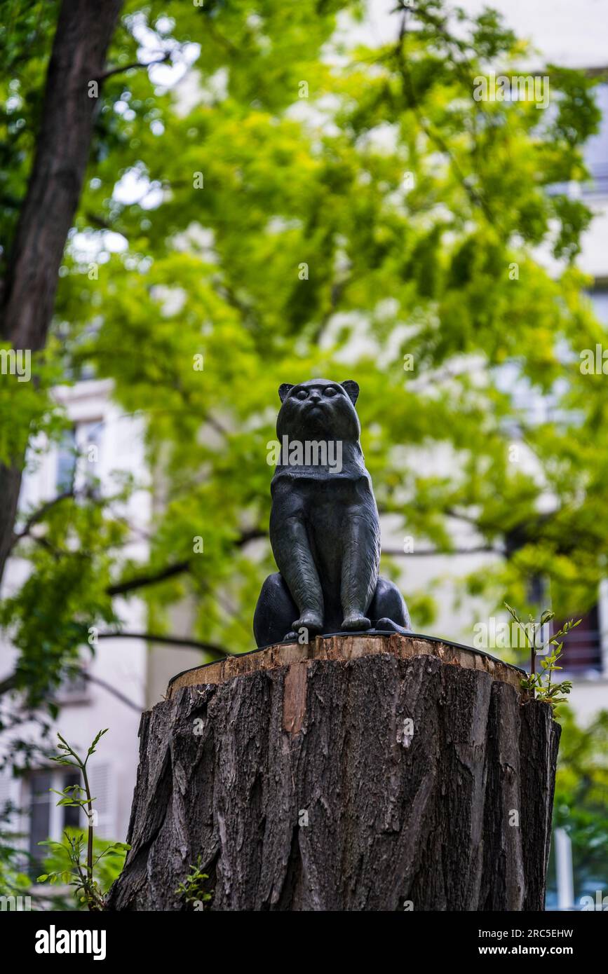 Nini il gatto sul suo albero di Agnes Varda, Fondation Cartier, un museo d'arte contemporanea, situato in un edificio in vetro progettato dall'archite del Premio Pritzker Foto Stock