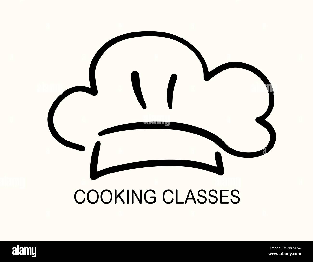 Chef Hat Line Art Icon lezioni di cucina Logo Design Illustrazione Vettoriale