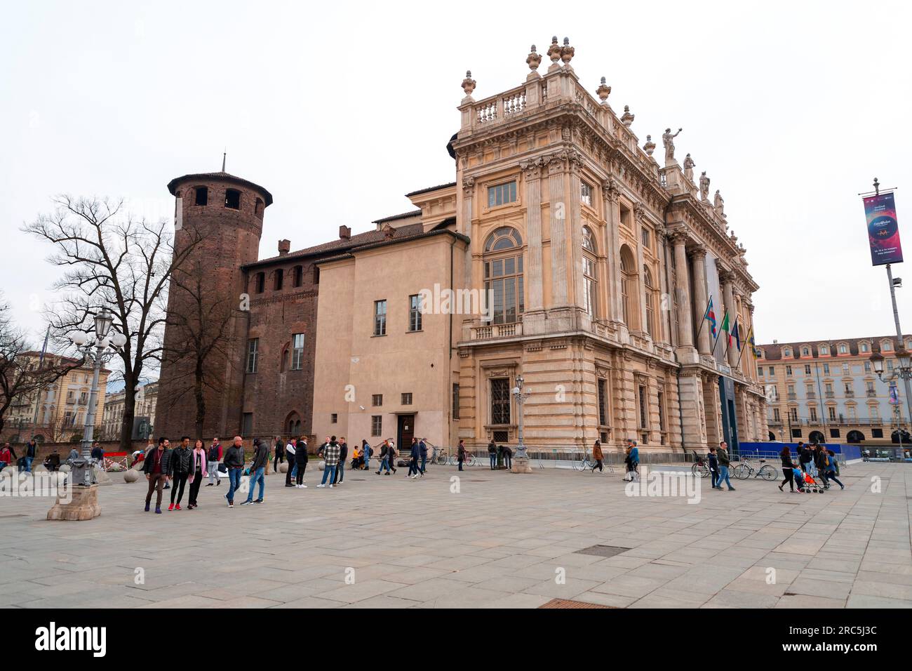 Torino, 27 marzo 2022: Palazzo Madama e Casaforte degli Acaja è un palazzo torinese. Situato in Piazza Castello. Foto Stock