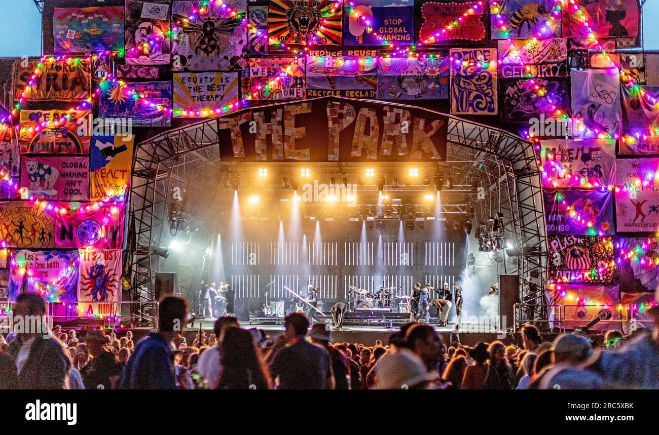Park Stage di notte Glastonbury Festival Foto Stock