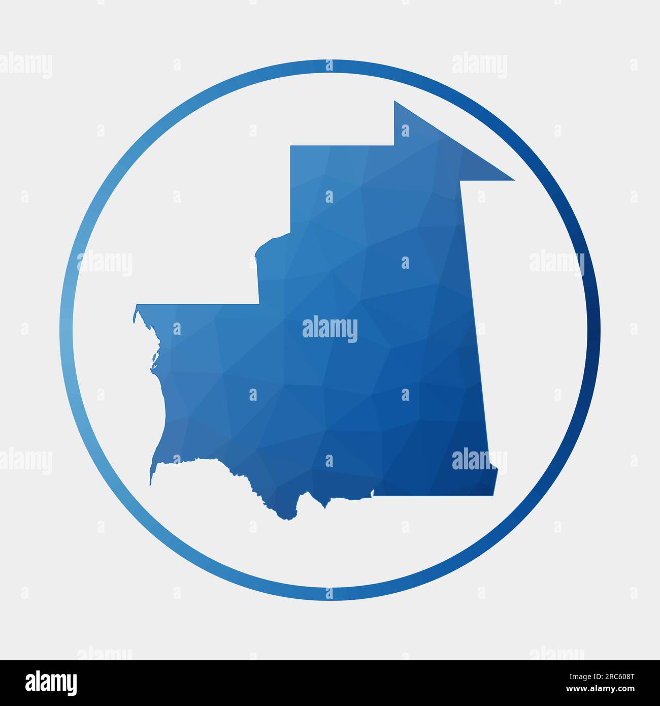 Mauritania Icon. Mappa poligonale del paese in anello gradiente. Segno rotondo basso polietilene Mauritania. Illustrazione vettoriale. Illustrazione Vettoriale
