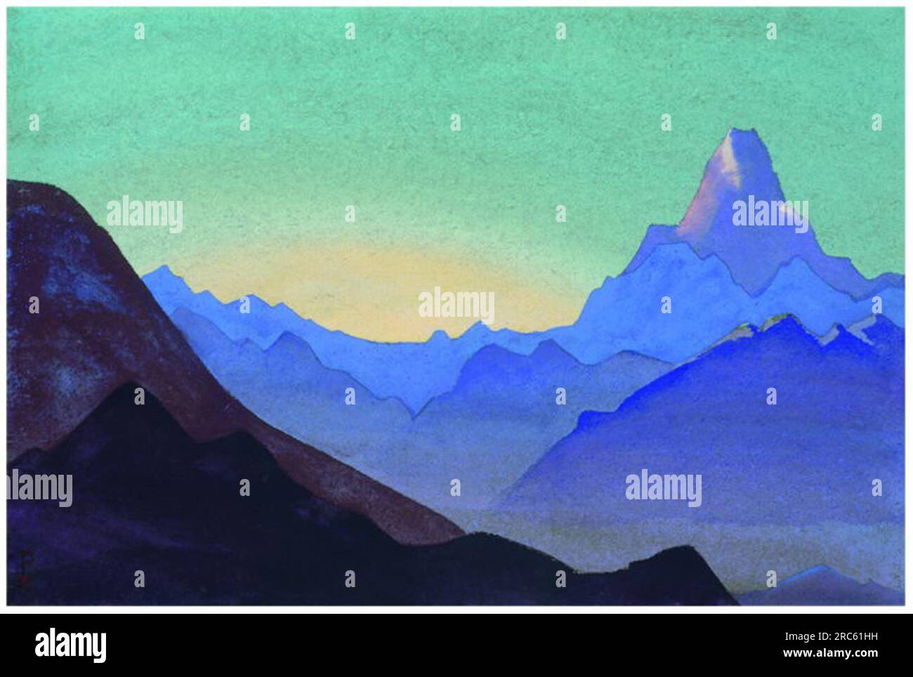 Himalaya. Alba. 1937 di Nicholas Roerich Foto Stock Himalaya. Alba. 1937 di Nicholas Roerich Foto Stock
