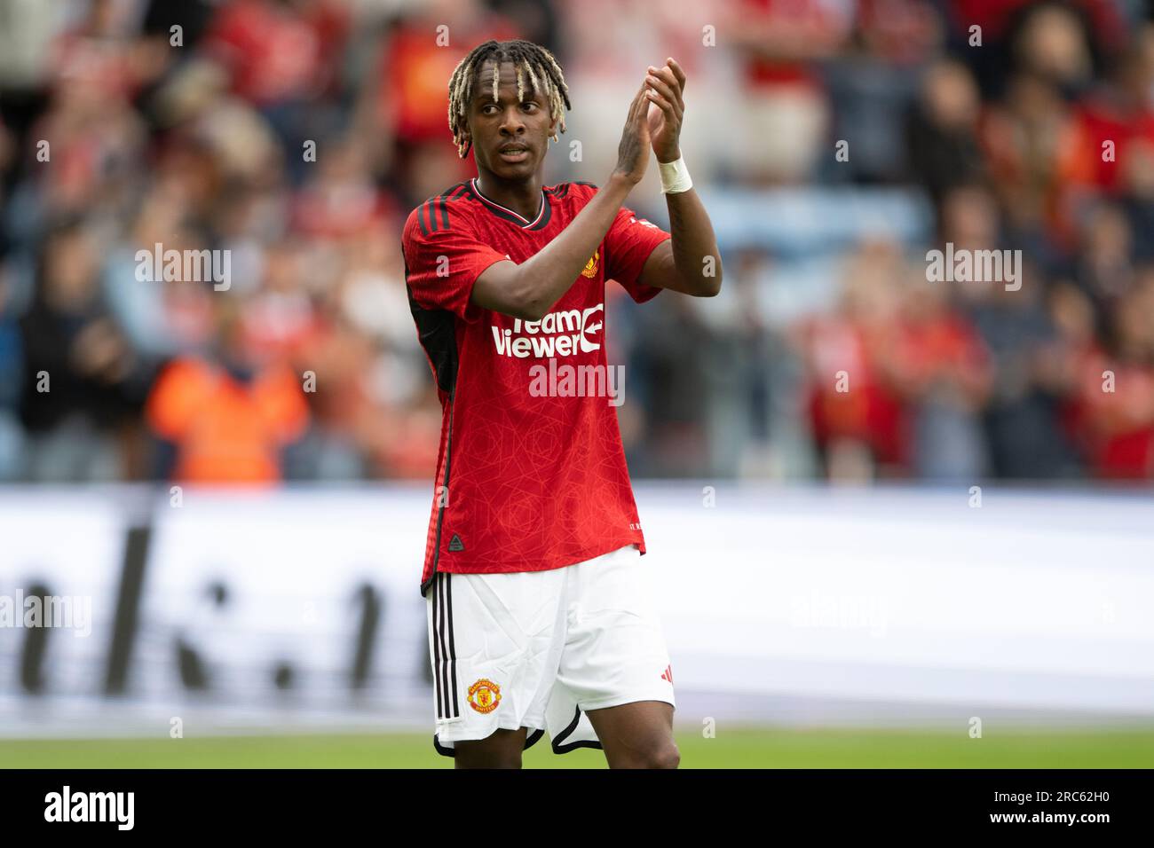 Oslo, Norvegia. 12 luglio 2023. Noam Emeran del Manchester United visto dopo un'amichevole pre-stagionale tra il Manchester United e il Leeds United all'Ullevaal Stadion di Oslo. (Foto: Gonzales Photo/Alamy Live News Foto Stock