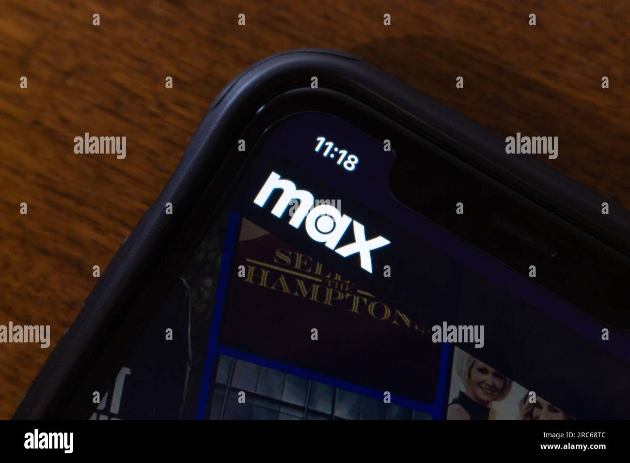 Logo Closeup di Max (rinominato da HBO Max) visto sul suo sito web sullo schermo dell'iPhone. Max è un servizio di streaming video on demand in abbonamento negli Stati Uniti Foto Stock