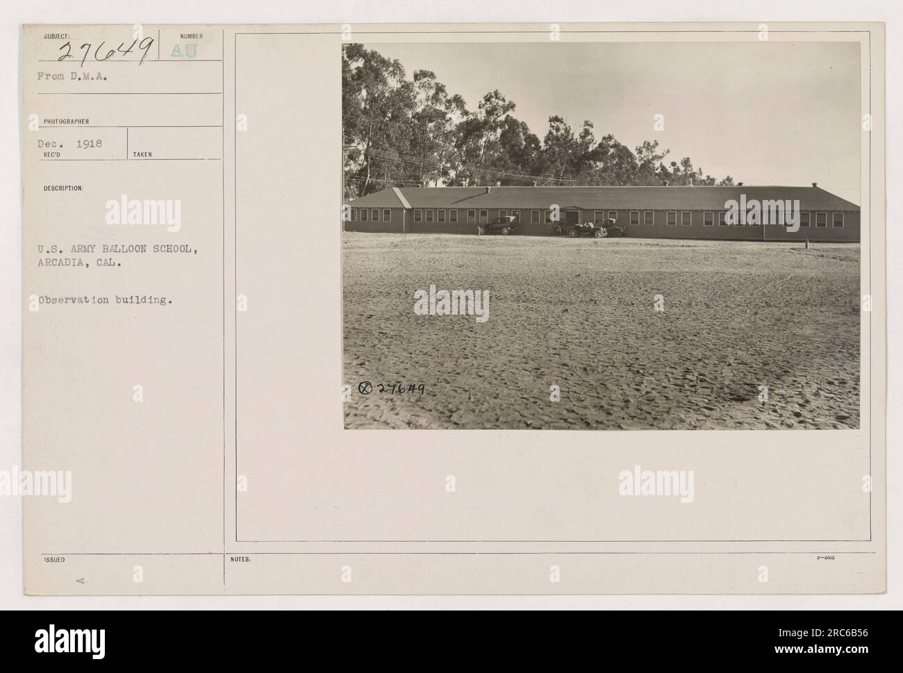 Edificio di osservazione presso U.S. Army Balloon School ad Arcadia, California. Immagine scattata nel dicembre 1918. L'edificio servì come centro di addestramento per le operazioni di palloni militari durante la prima guerra mondiale. Foto Stock
