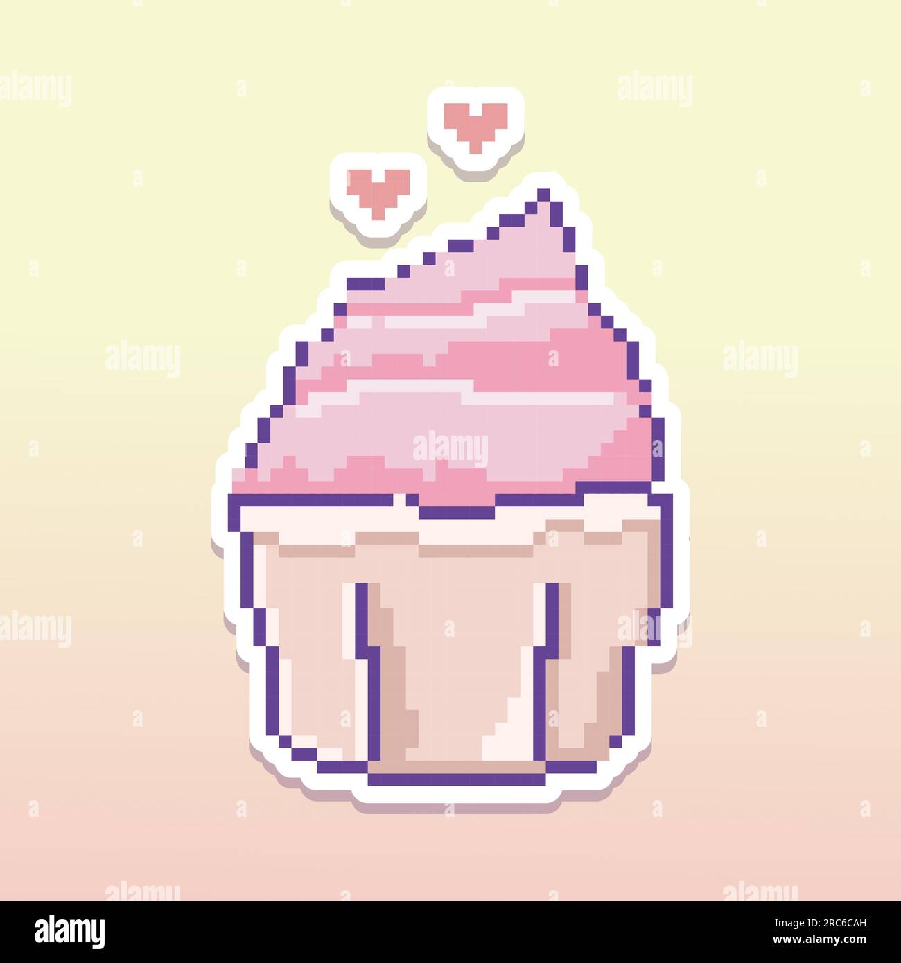 Simpatico adesivo vettoriale in stile pixel art Illustrazione Vettoriale