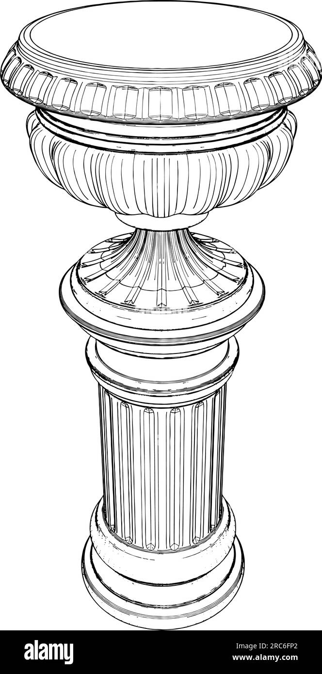 Vector vaso antico Flowerpot. Immagine isolata su sfondo bianco. Illustrazione vettoriale di Flowerpot. Illustrazione Vettoriale