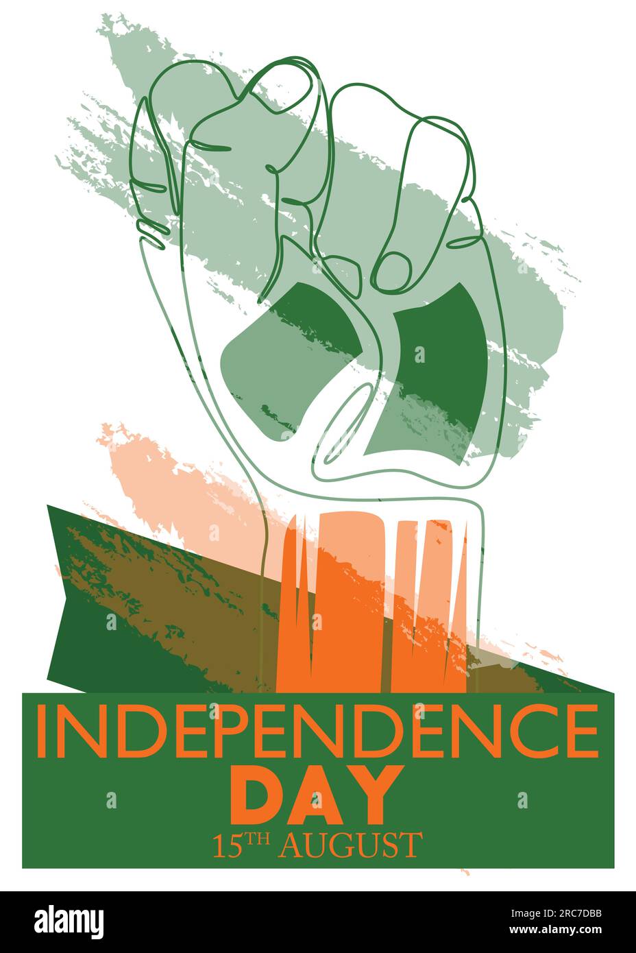 Sfondo Indian Independence Day con bandiera tricolore, verde, arancione e bianco. Modello patriottismo, biglietto d'auguri, poster, celebr. Happy India Freedom Illustrazione Vettoriale