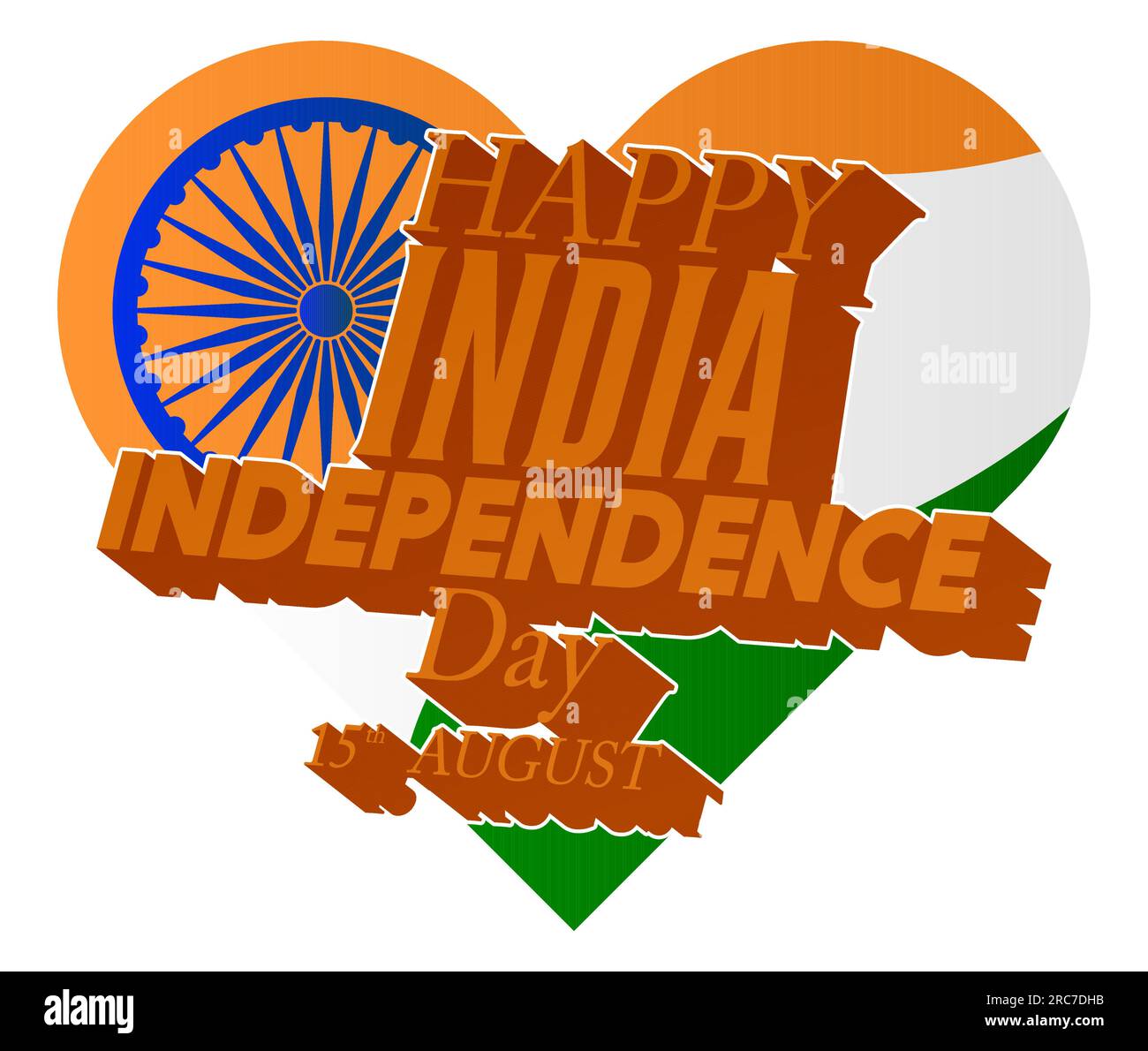 Sfondo Indian Independence Day con bandiera tricolore, verde, arancione e bianco. Modello patriottismo, biglietto d'auguri, poster, celebr. Happy India Freedom Illustrazione Vettoriale