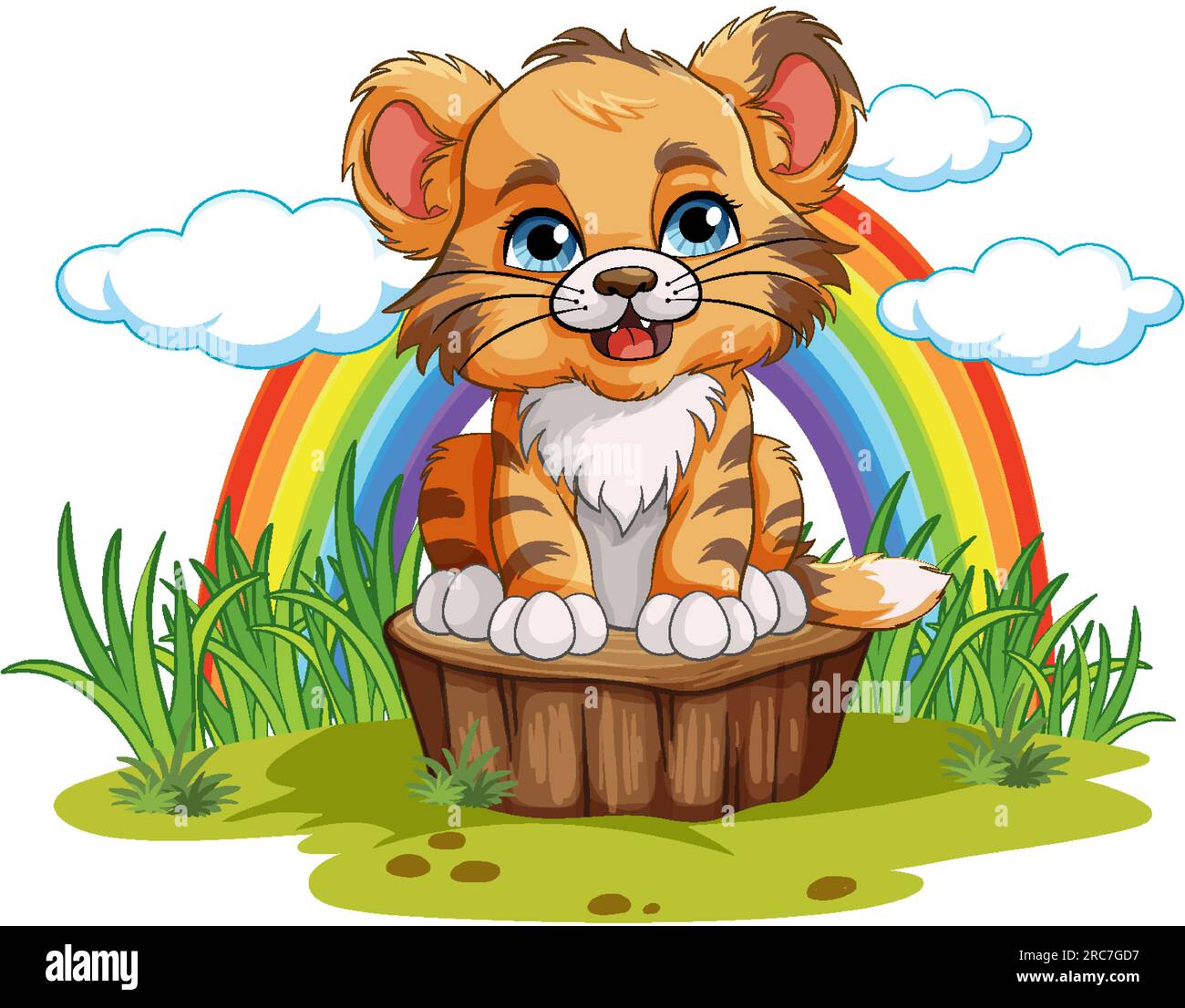 Baby Tiger in stile cartone animato Illustrazione Vettoriale