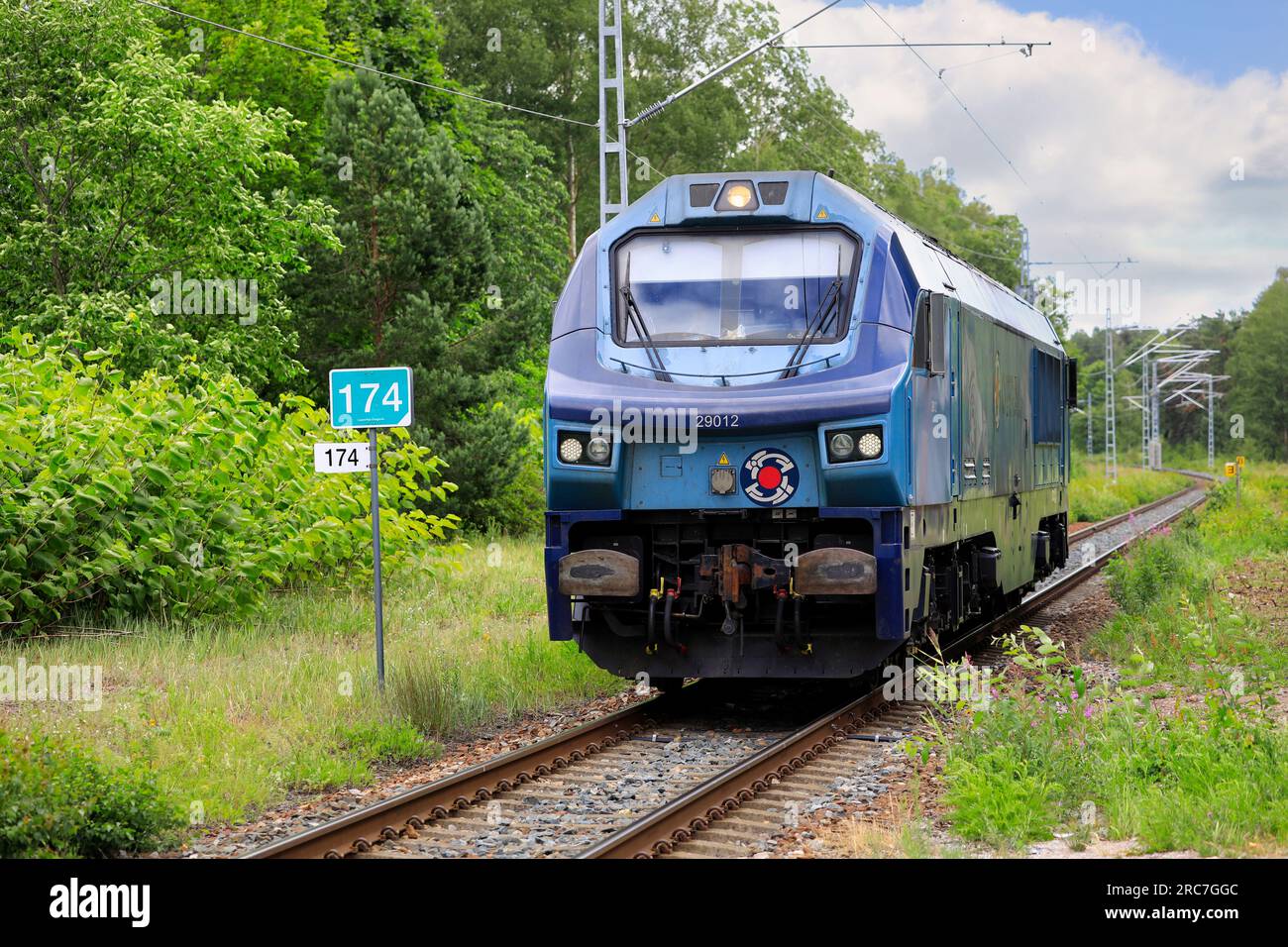 Locomotiva diesel Dr20 No. 29012 con motore GE PowerHaul P616 di Operail Finland, ora di proprietà della North Rail Oy. Tammisaari, Finlandia. 7 luglio 2023. Foto Stock