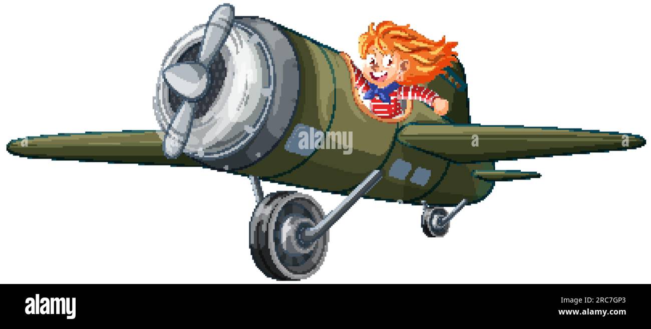 Adventure Kid su Light Aircraft Vector Illustration Illustrazione Vettoriale