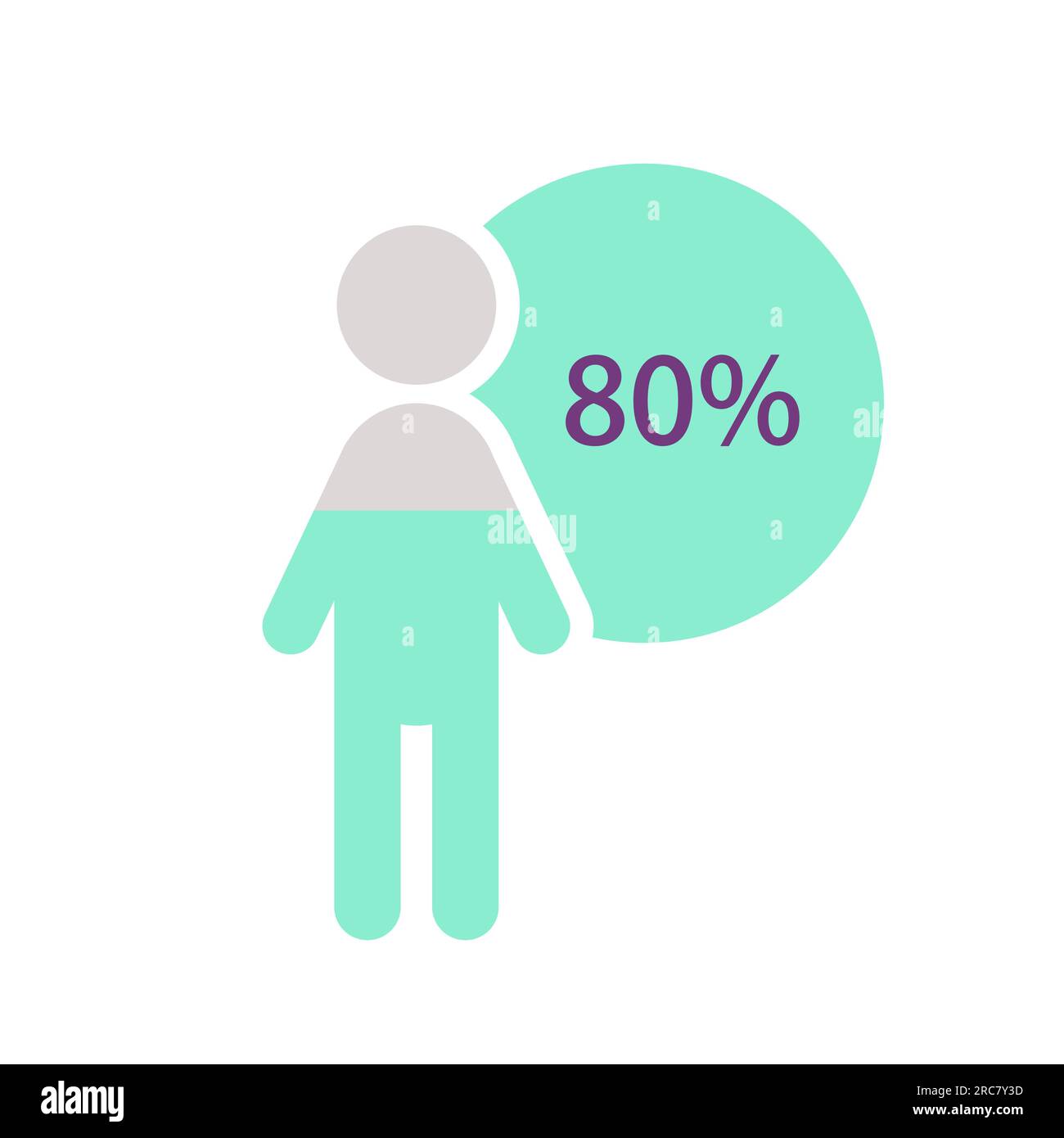 Modello grafico infografico della popolazione maschile con ottanta percentuale Illustrazione Vettoriale