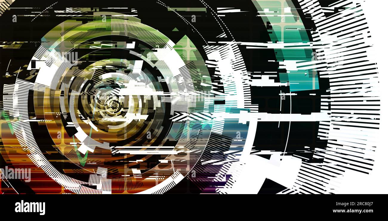 Virtual Technology background on a computer Network Tech Art Foto Stock