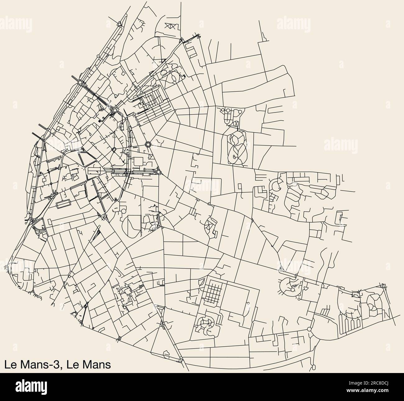 Mappa stradale di LE MANS-3 CANTON, LE MANS Illustrazione Vettoriale