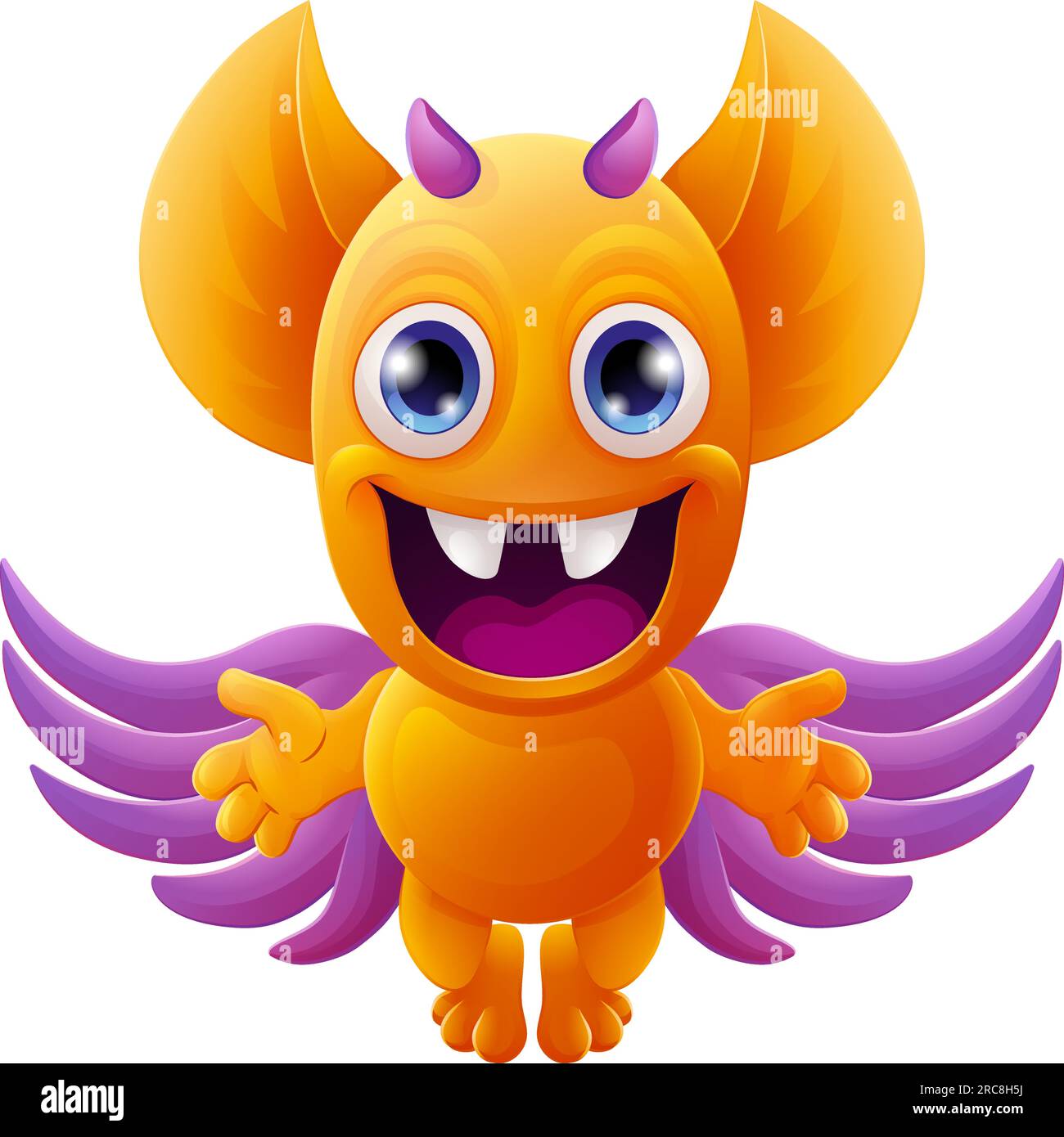 Mostro alieno carino cartone animato divertente personaggio Mascot Illustrazione Vettoriale