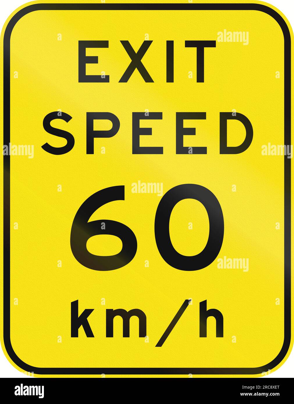 Un segnale stradale di avvertenza australiano - avvertenza velocità di uscita Foto Stock