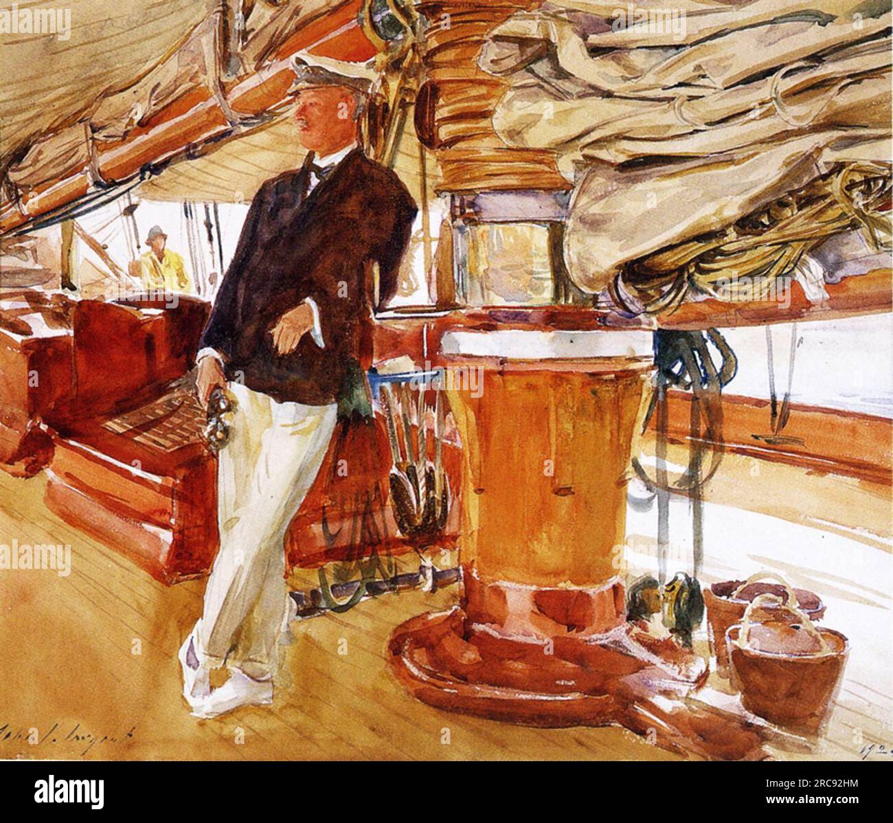 Capitano Herbert M. Sears sul ponte dello Schooner Yacht Constellation 1924 di John Singer Sargent Foto Stock