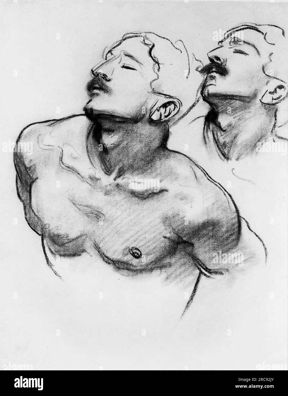 Sketch per i misteri dolorosi, il trasporto della Croce. Testa e spalle di un uomo di John Singer Sargent Foto Stock