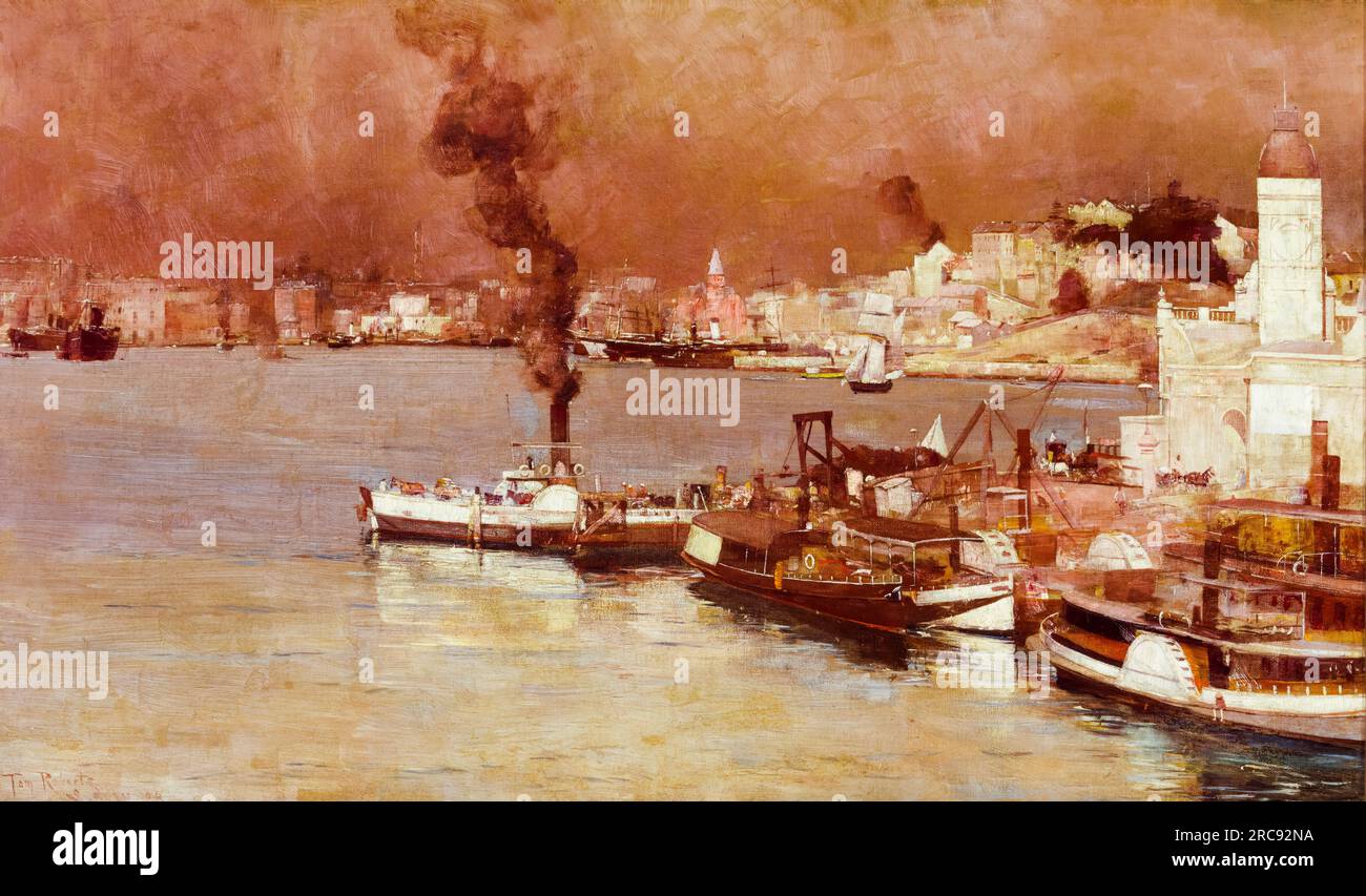 Tom Roberts, una mattina autunnale, Milson's Point, Sydney , paesaggio dipinto ad olio su tela, 1888 Foto Stock