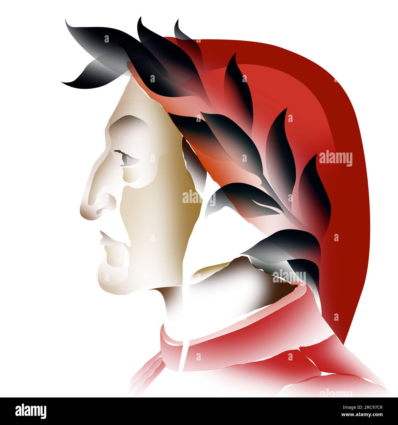 Ritratto stilizzato di Dante Alighieri, il leggendario poeta italiano. Foto Stock