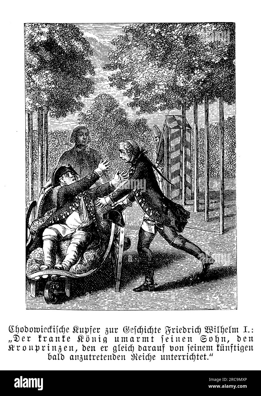 Il vecchio e malato Federico Guglielmo i di Prussia abbraccia suo figlio il principe Federico Foto Stock