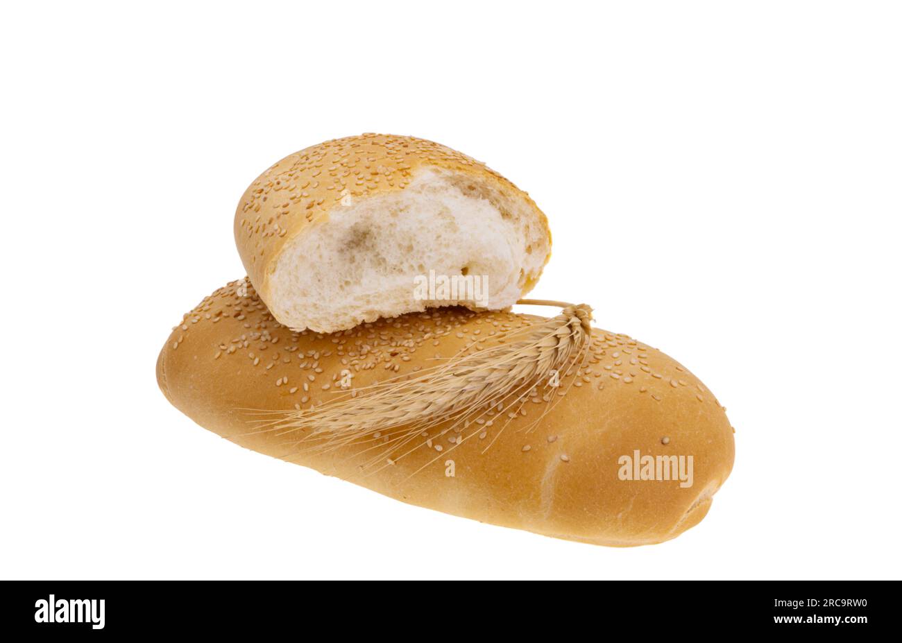 panino baguette isolato su sfondo bianco Foto Stock