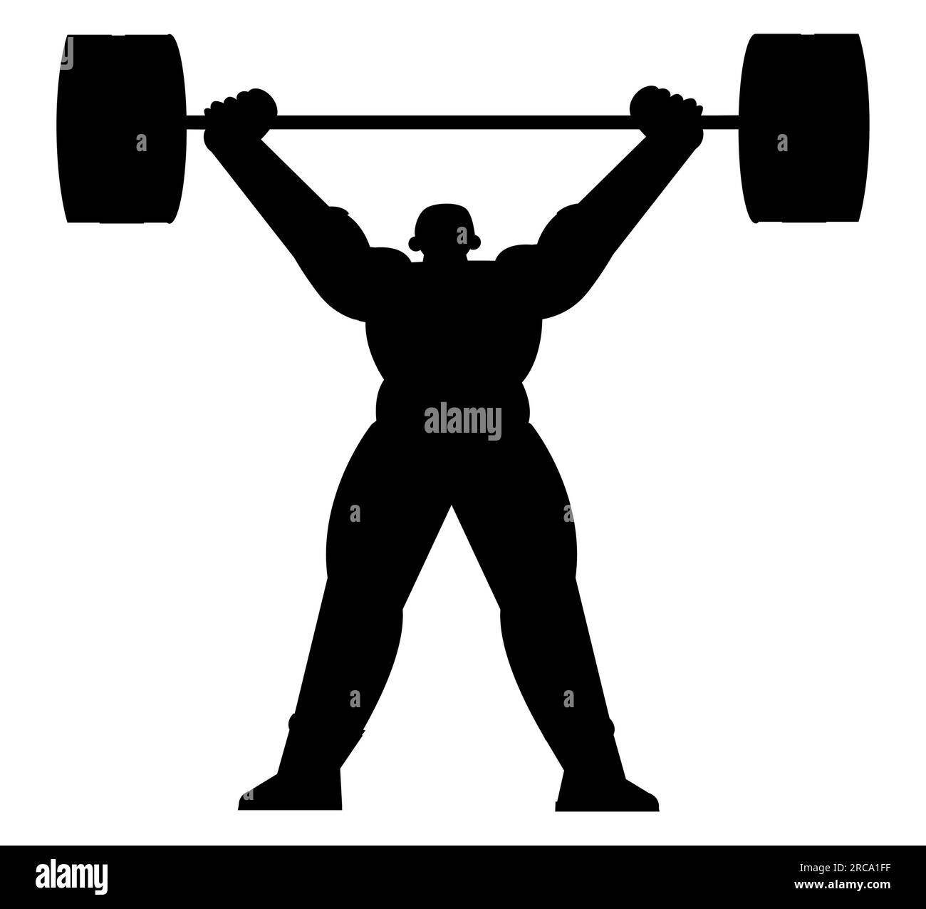 Silhouette nera di un uomo che si allena con un peso isolato su sfondo bianco. Uomo muscoloso con allenamento al campanello in palestra. Sport, sollevamento pesi Illustrazione Vettoriale