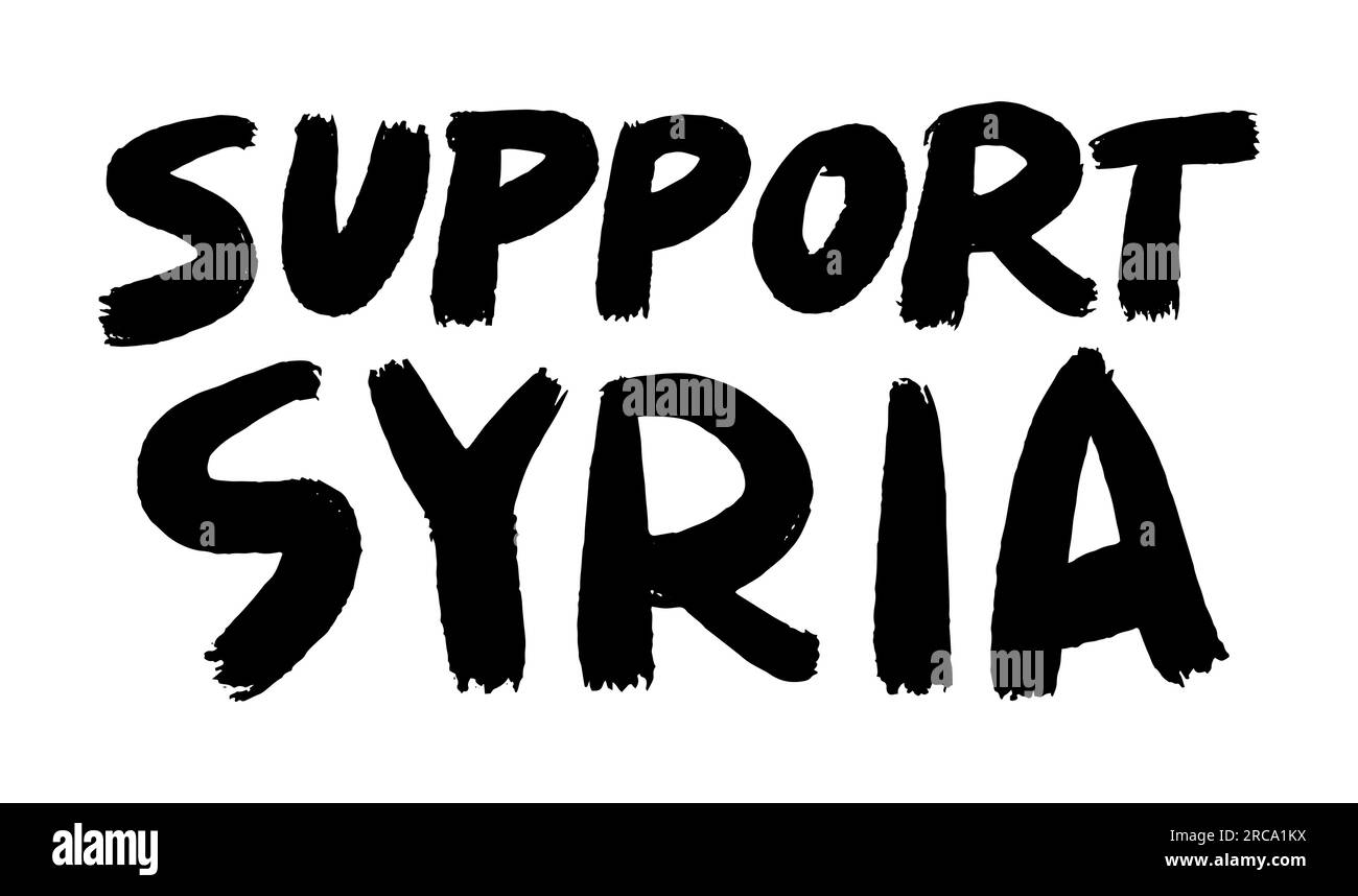 Supporta tipografia citazione Siria, testo font, illustrazione vettoriale isolata su sfondo bianco, Siria, messaggio di sensibilizzazione Illustrazione Vettoriale